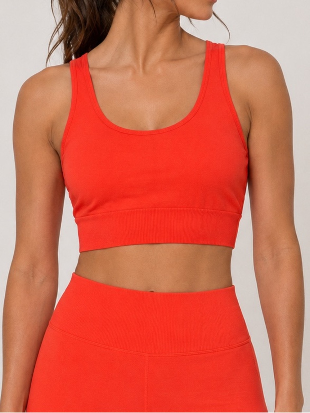 Halfdays Paradis Seamless Longline Sports Bra Top Orange Red Athletic 1X